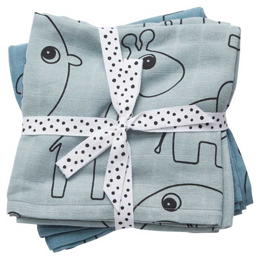 Done by Deer - Burp Cloth 2-Pack Contour - Blue