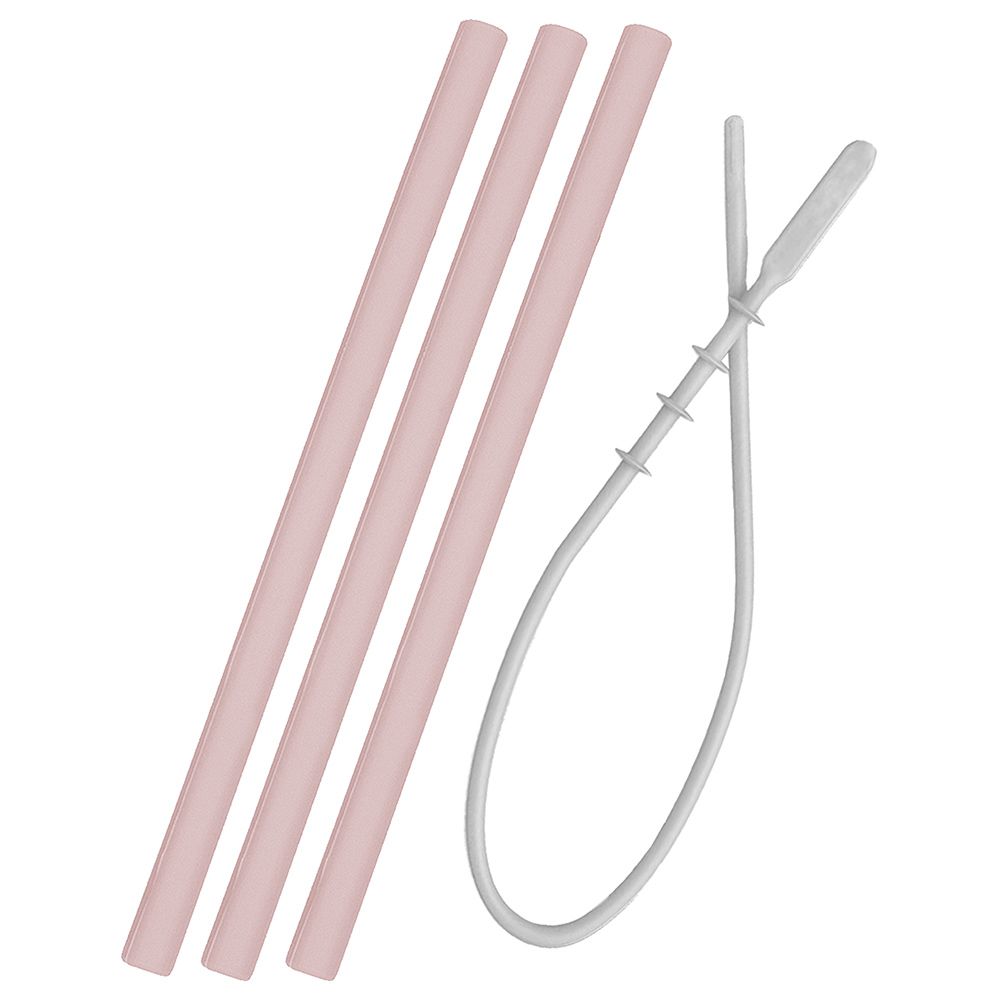 Minikoioi - Flexi Straws - 3pcs & Brush - Pinky Pink