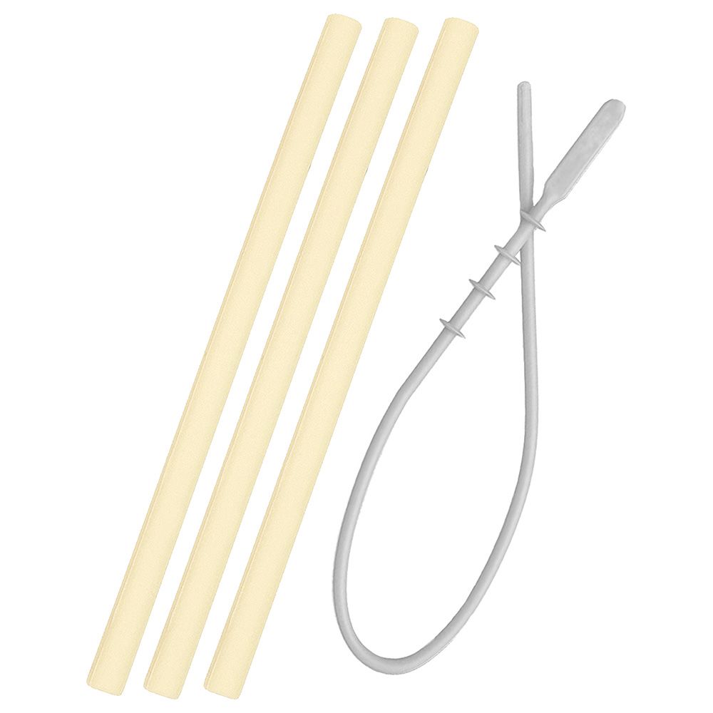 Minikoioi - Flexi Straws - 3pcs & Brush - Mellow Yellow