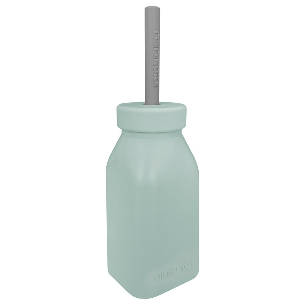 Minikoioi - Bottle & Straw - River Green/Powder Grey