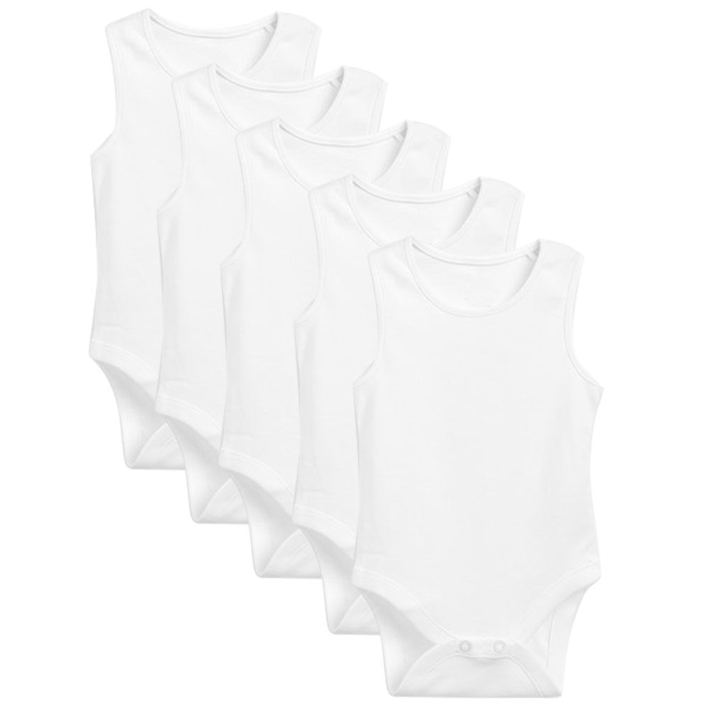 Tiny Toes - 100% Cotton Pack of 5 Sleeveless Bodysuit