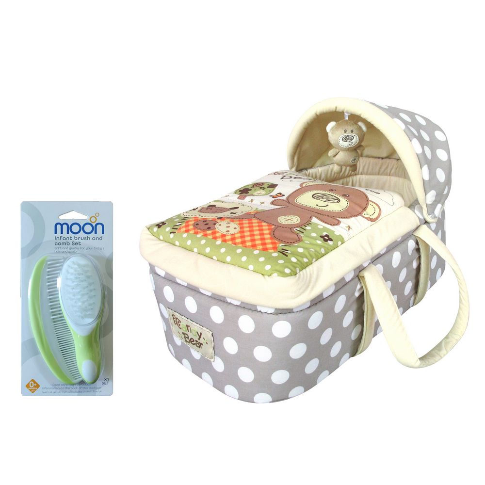 Moon - Moses Basket & Infant Brush Comb Set - Grey