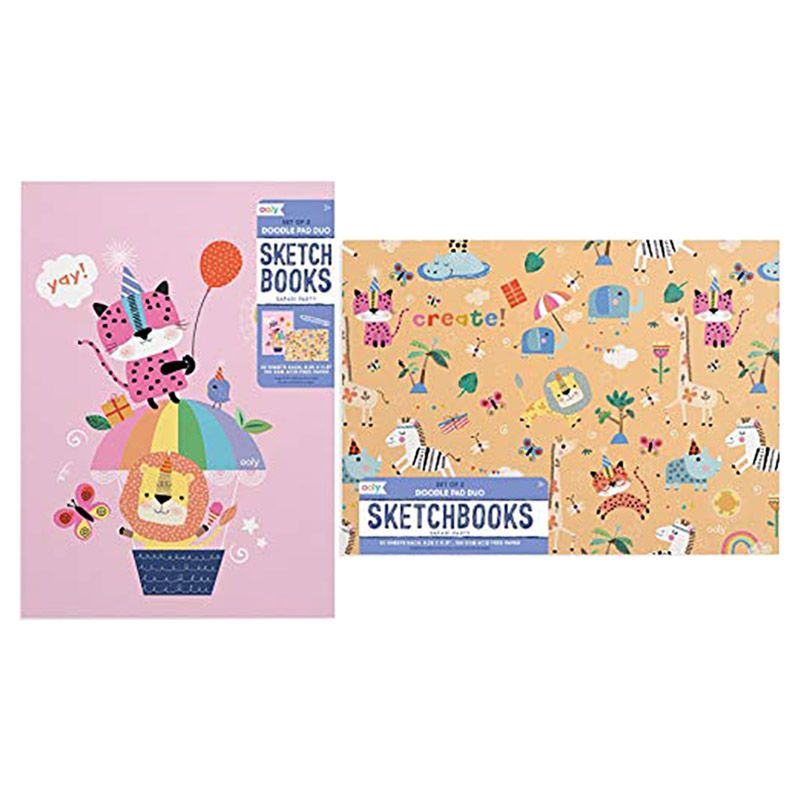 Ooly - Doodle Pad Duo Sketchbooks - Set Of 2 - Safari Party