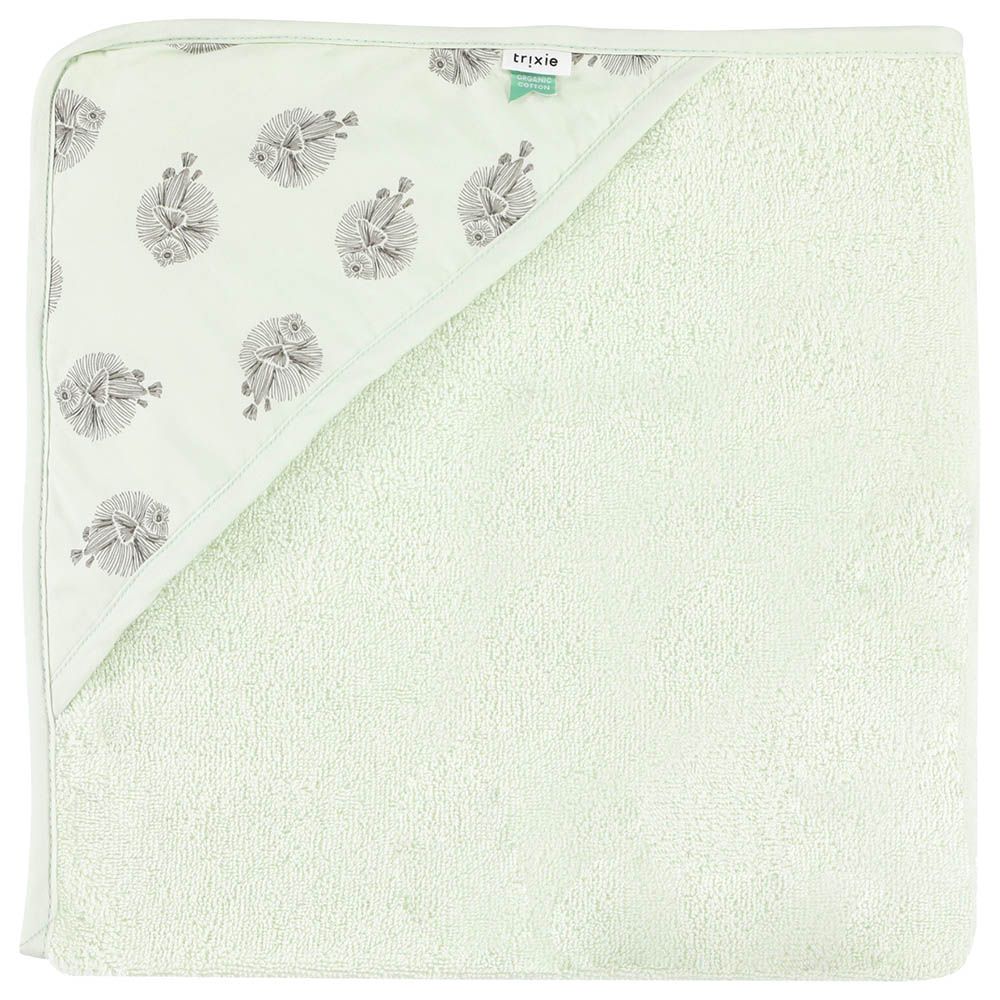 Trixie - Hooded Towel With Wash Cloth - Blowfish - Green