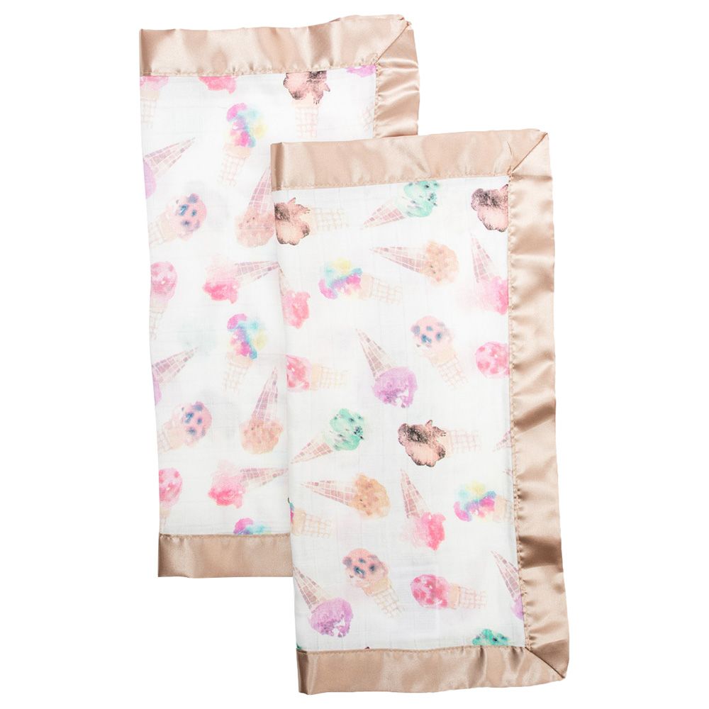 Lulujo - Muslin Bamboo Security Blankets - Ice Cream