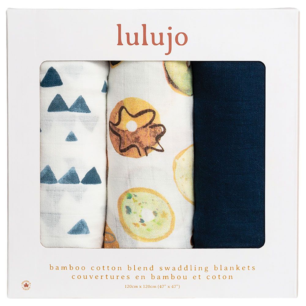 Lulujo - Bamboo Muslin Swaddle Blanket Pack of 3 - Baby Blues