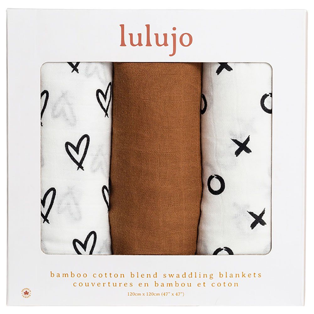 Lulujo - Bamboo Muslin Swaddle Blanket Pack of 3 - All Natural