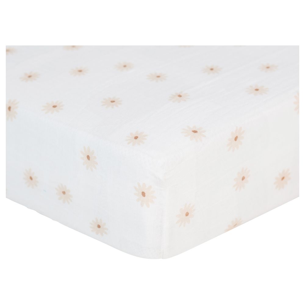 Lulujo - Muslin Crib Sheet 135 x 70 cm - Daisies