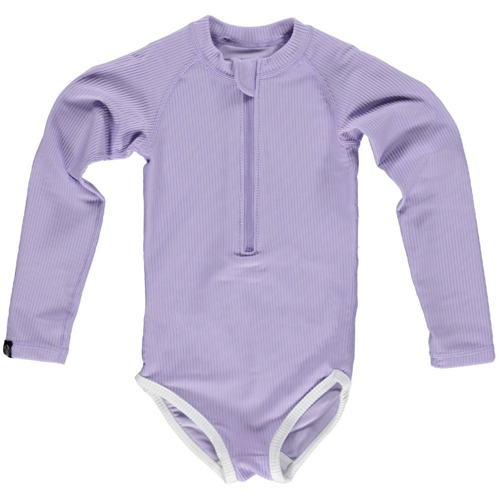 Beach & Bandits - Lavender Ribbed Swimsuit - Long Sleeve