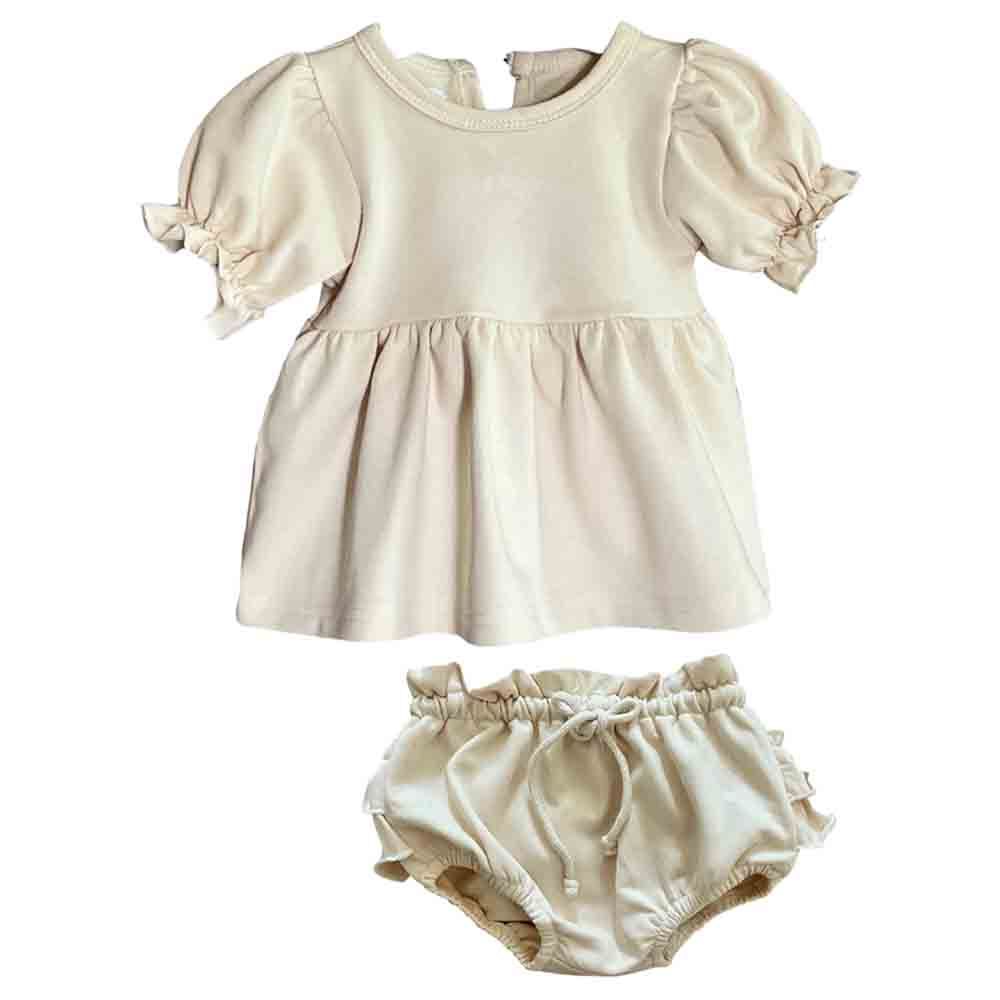 Mon.Amelissa - 2pc-Set - French Terry Ruffled Outfit - Beige