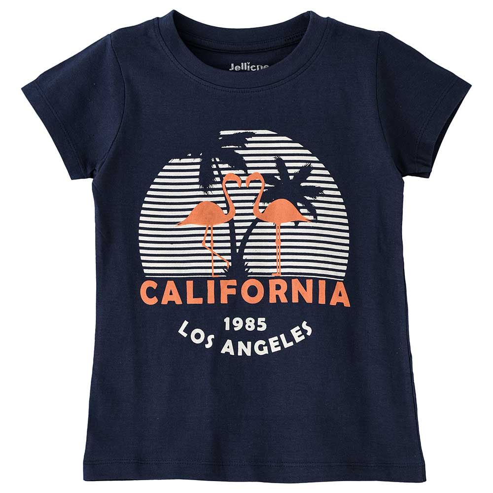 Jelliene - Girls Basic Round Neck Graphic T-Shirt - Navy