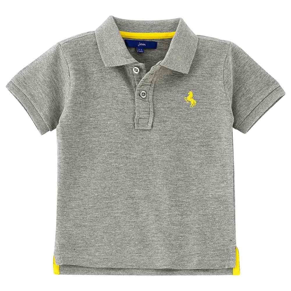 Jam - Boys Basic Solid Polo Neck T-Shirt - Grey