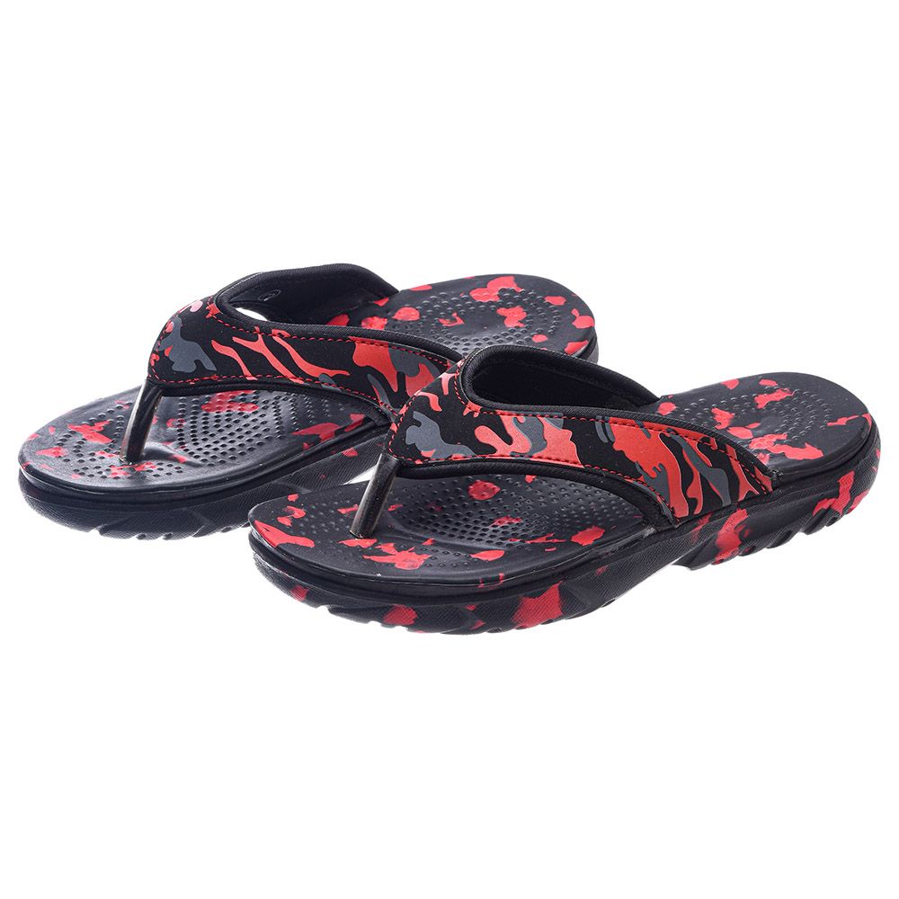 Uniq Kidz - Kids Anti-Slip Flat Slippers - Black & Red