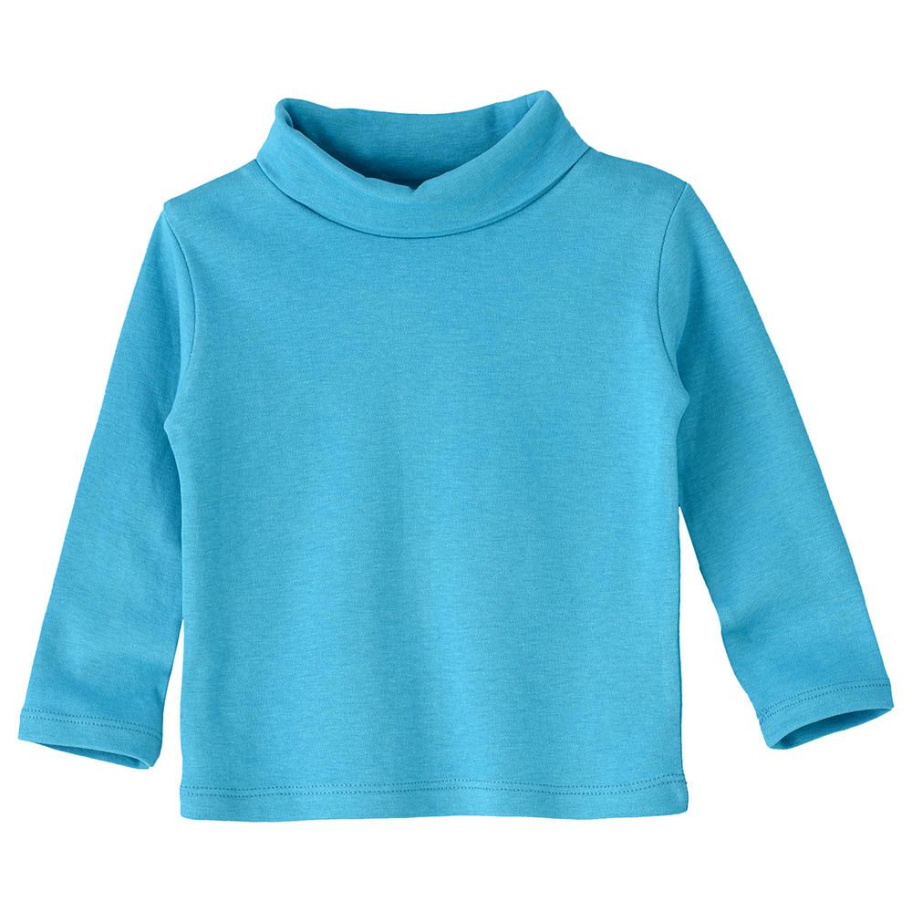 Jelliene - Solid Basic Turtle Neck Knit Top - Blue