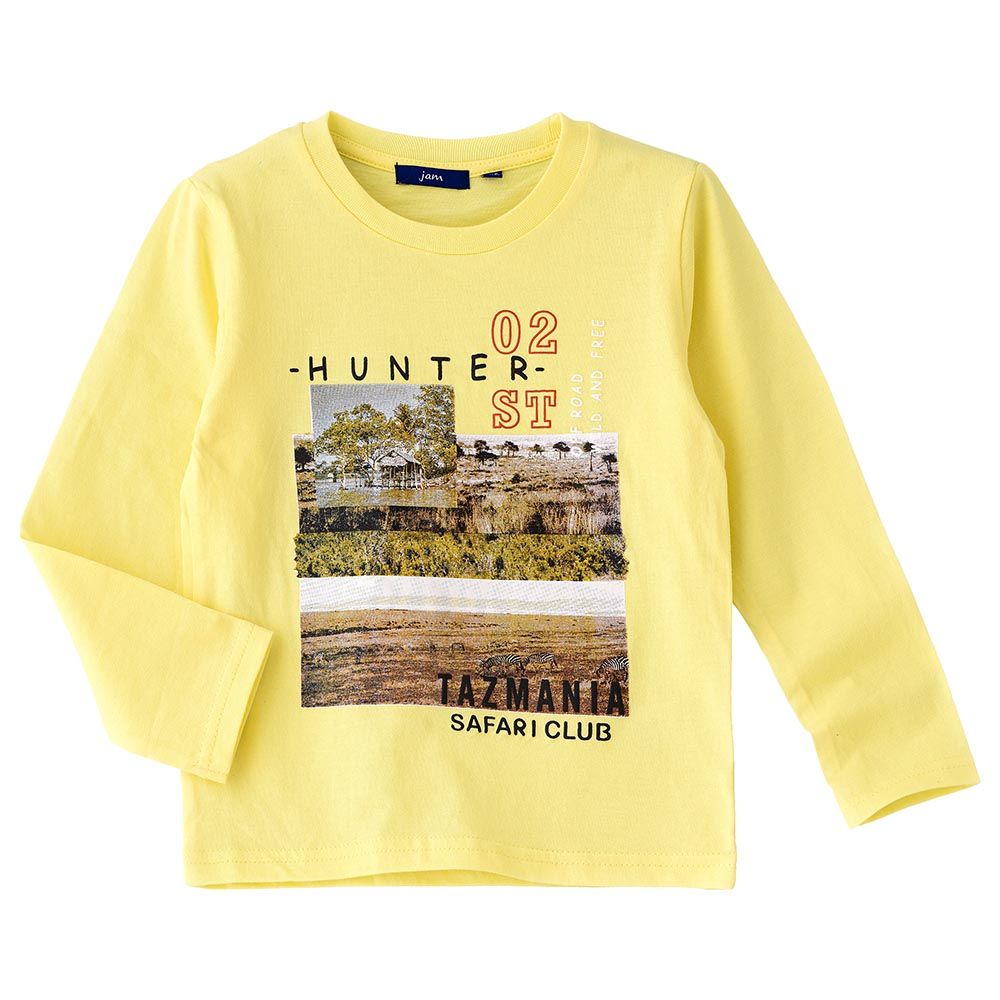 Jam - Printed Knit Long Sleeves Sweat Shirt - Yellow