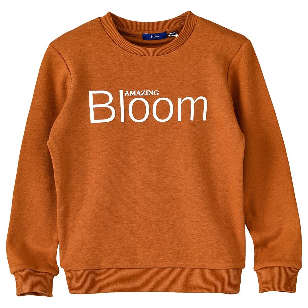 Jam - Knit Sweat Top With Text At Front - Brown