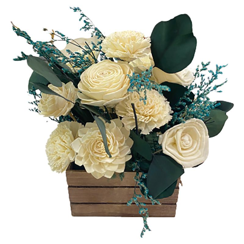 Eco Flowers - Flowers Arrangement In Wooden Box 