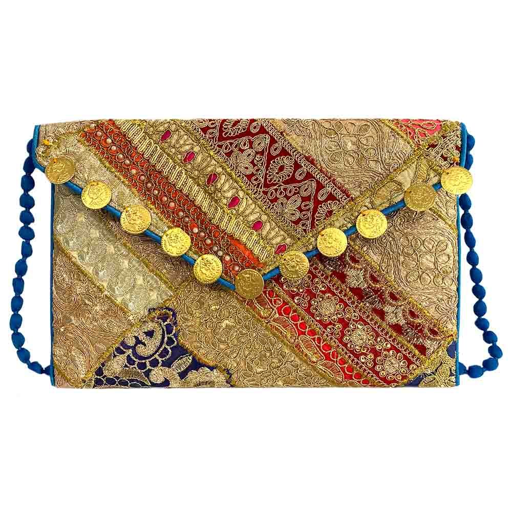 Kaf Craft - Golden Embroidery Clutch/ Purse