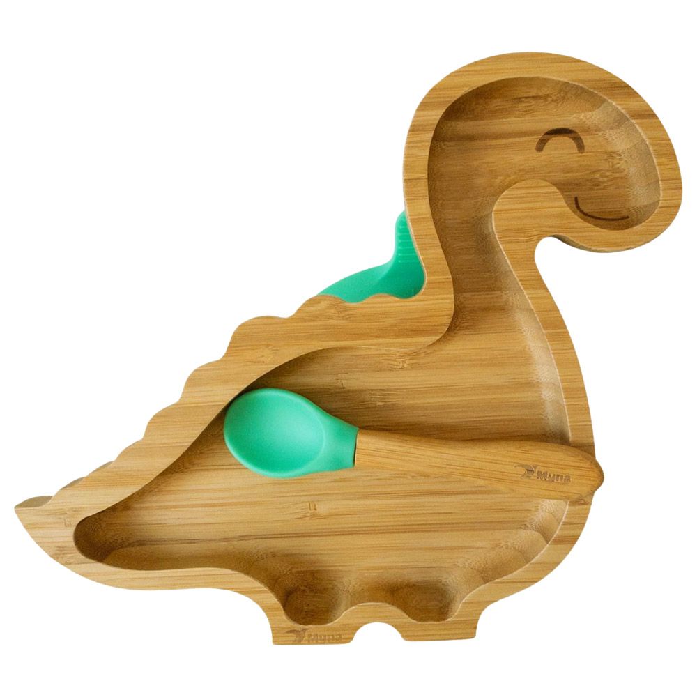 Myna Box - Dinosaur Bamboo Plate - Green