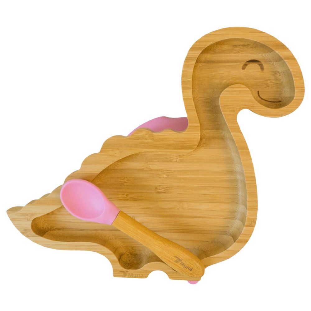 Myna Box - Dinosaur Bamboo Plate - Pink