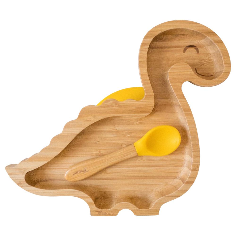 Myna Box - Dinosaur Bamboo Plate - Yellow