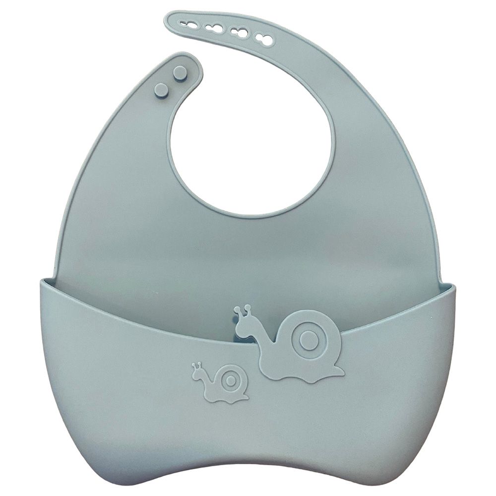 Myna Box - Snail Silicone Bib - Blue