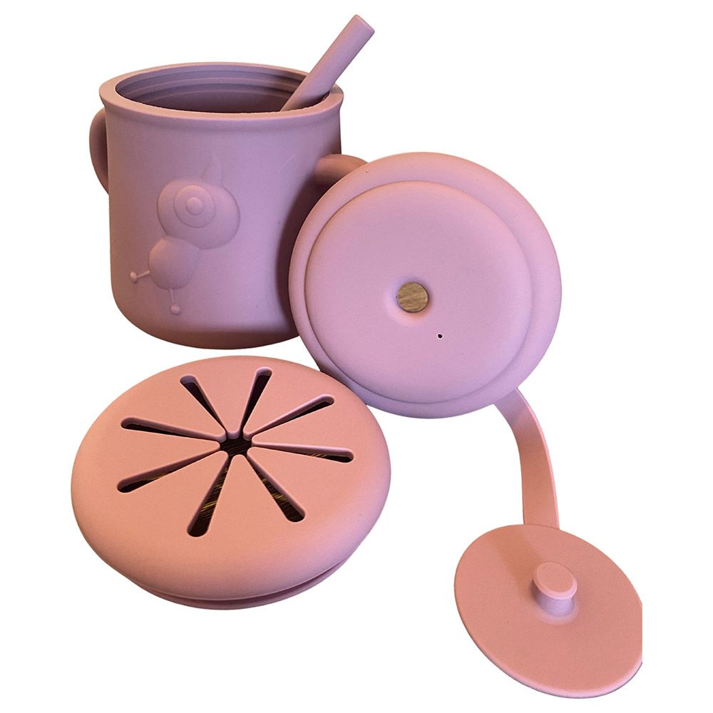 Myna Box - Snail Silicone 2-In-1 Sippy Cup - Blush Pink