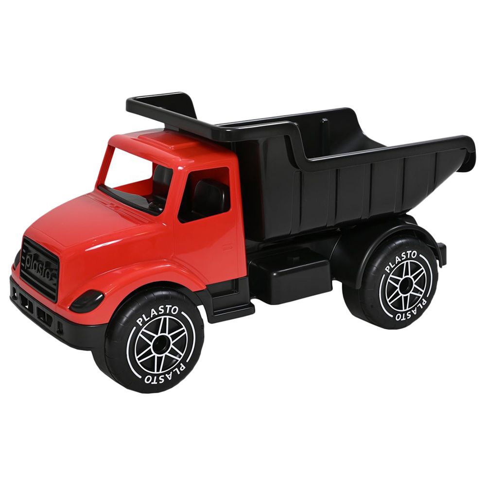 Plasto - Dump Truck With Silent Wheels - 60 cm - Red & Black