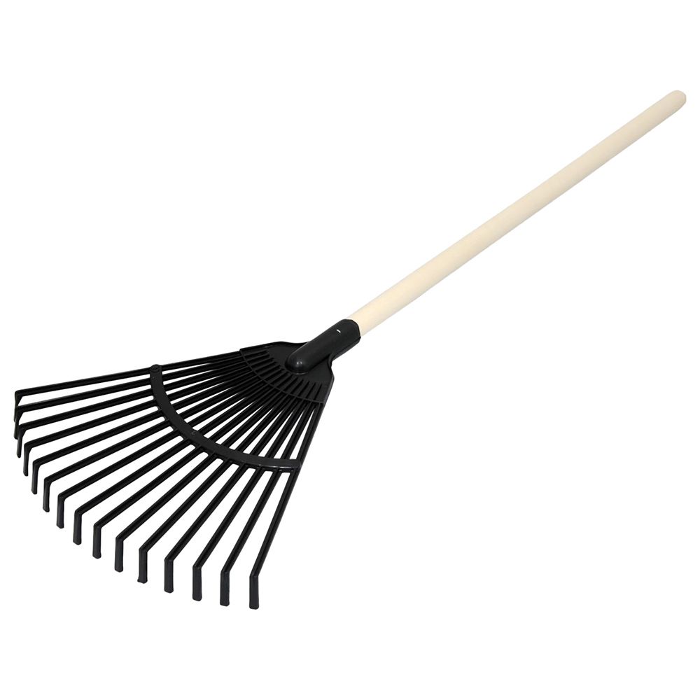 Plasto - Rake With Wooden Handle - 80 cm - Black