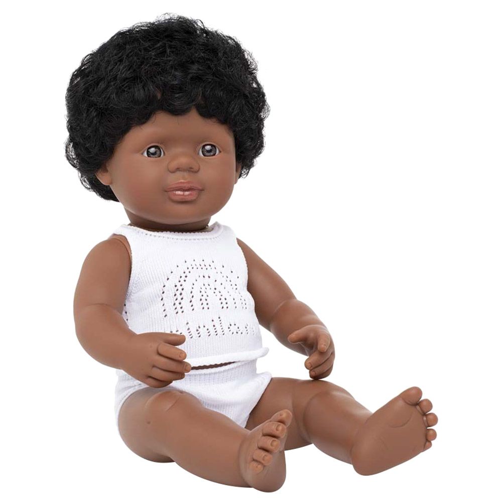 Miniland Baby - Afro-American Boy Doll - 38cm - Brown