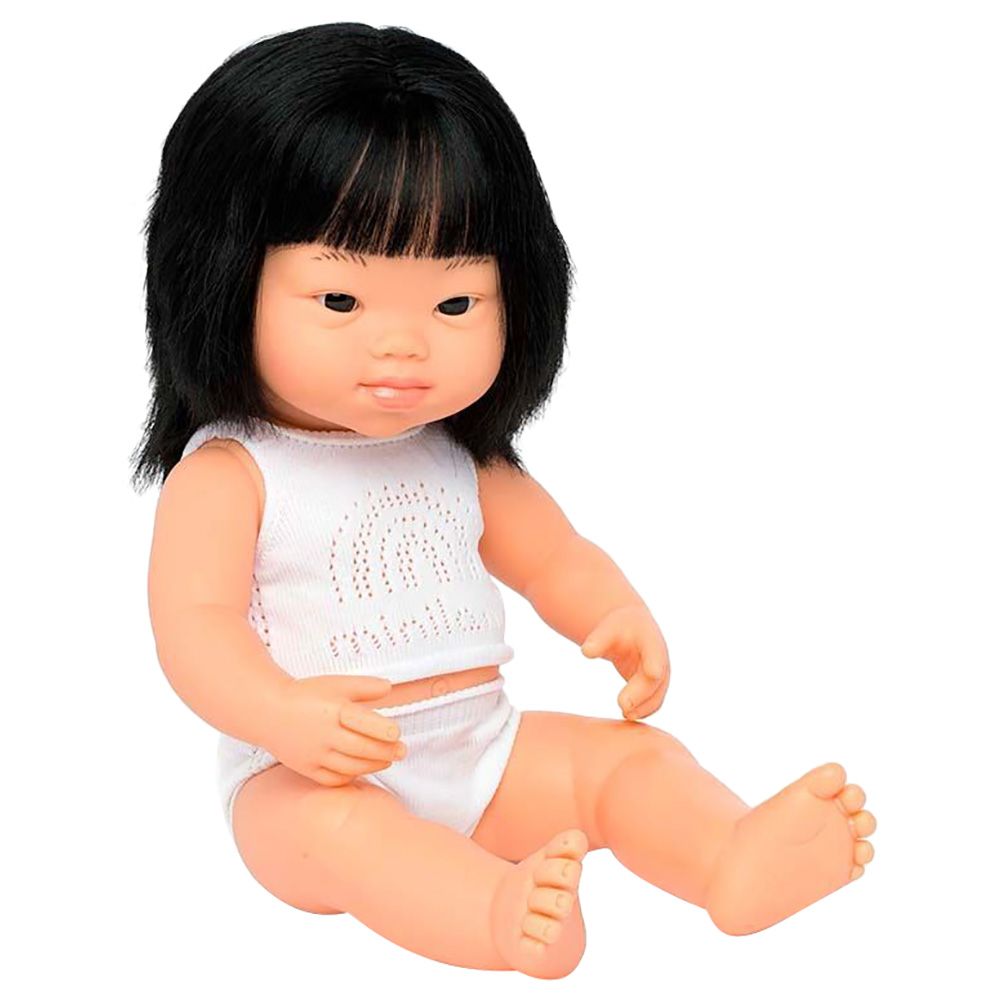 Miniland Baby - Asian Girl Doll w/ Down Syndrome - 38cm - White 