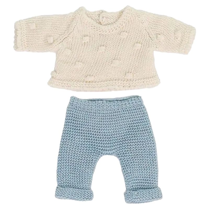 Miniland Baby - Knitted Doll Outfit Sweater & Trousers - 21cm - White/Blue