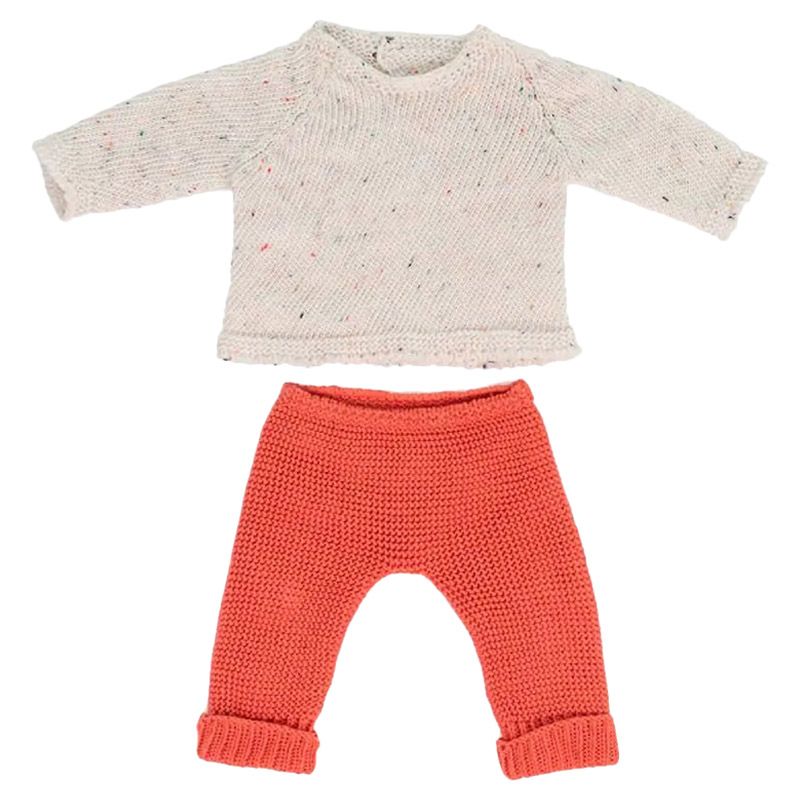 Miniland Baby - Knitted Doll Outfit Sweater & Trousers - 38cm - Red