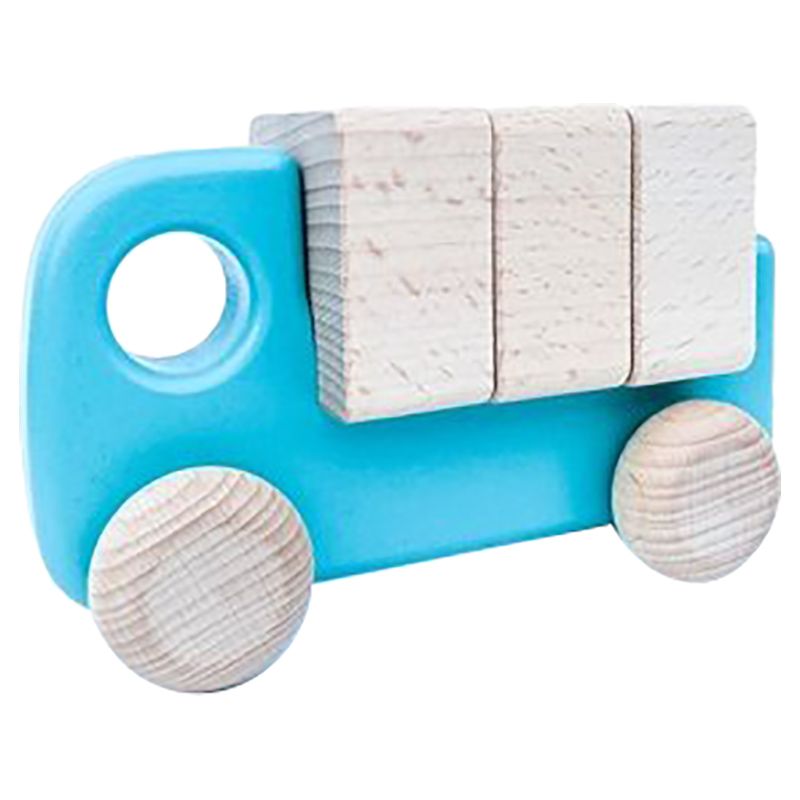 BAJO - Wooden Toy Truck w/ Blocks - Blue