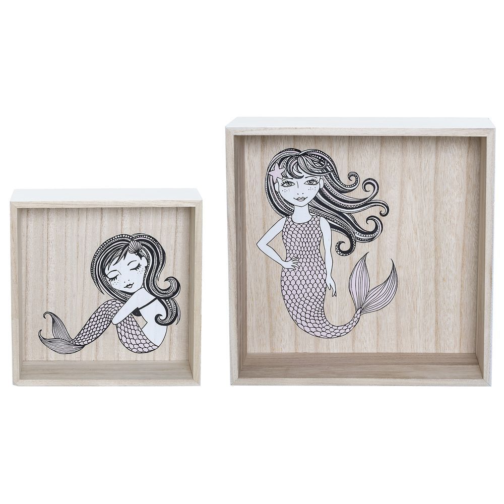 Bloomingville Mini - Mermaid Display Boxes Paulownia 2 Pcs - Beige