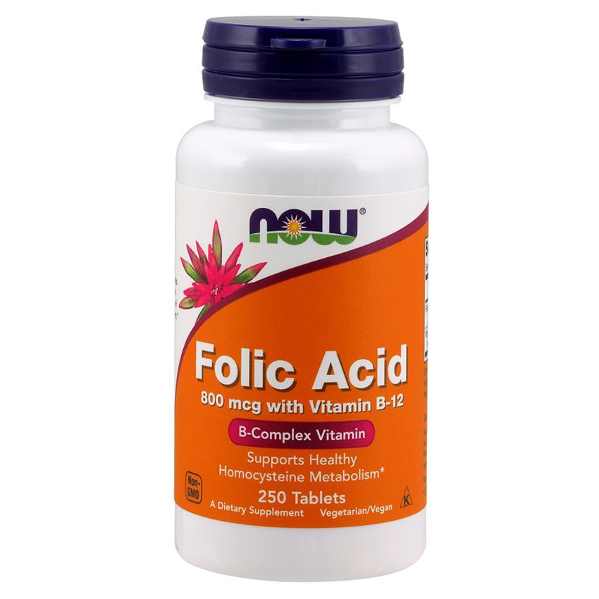 NOW - Folic Acid 800 mcg with B-12 250 Tablets