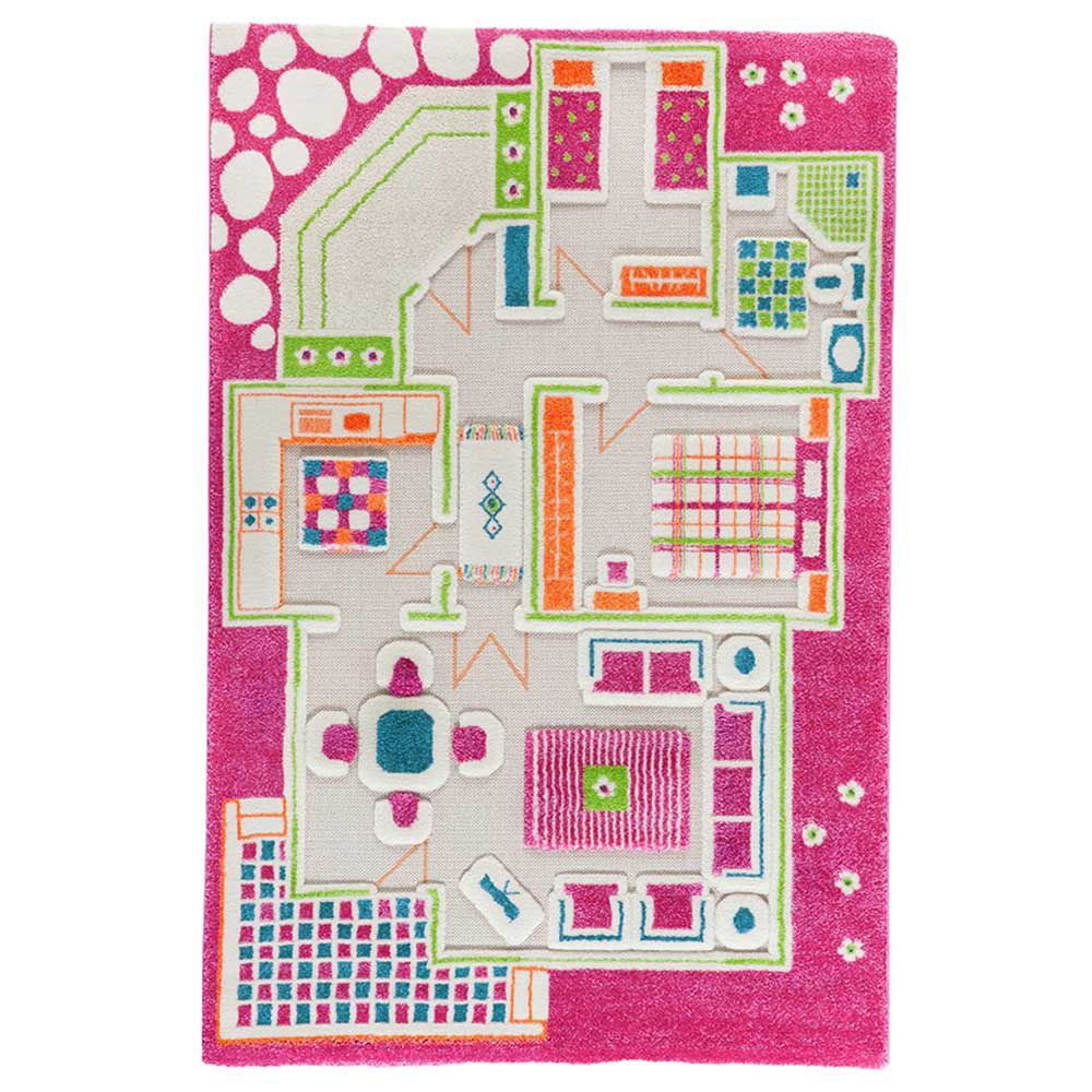 IVI - Playhouse Pink Design Educational 3D Carpet Playmat - Medium