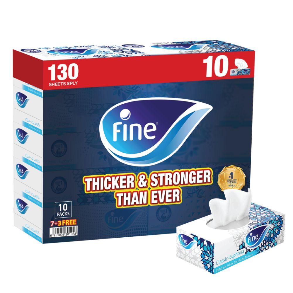 Fine - Classic Euphoria, Soft Facial 1300 Sheets Tissues Pack Of 10