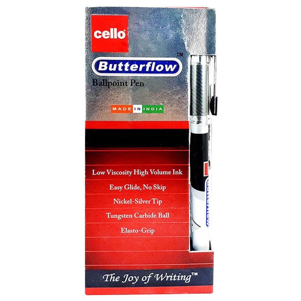 Cello - Ball Pen Butterflow 0.7mm Black Pack of 12