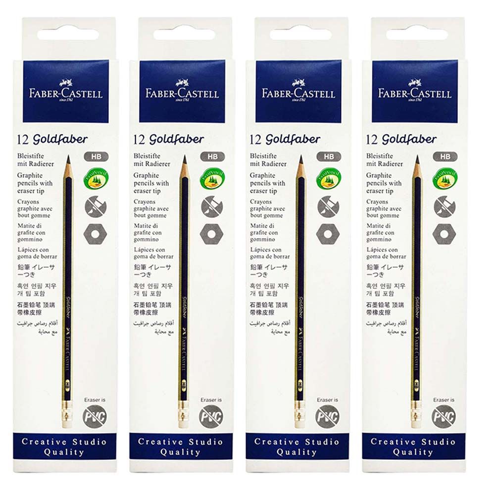 Faber-Castell - Gold Faber Black Lead Pencil HB 4 x 12Pcs