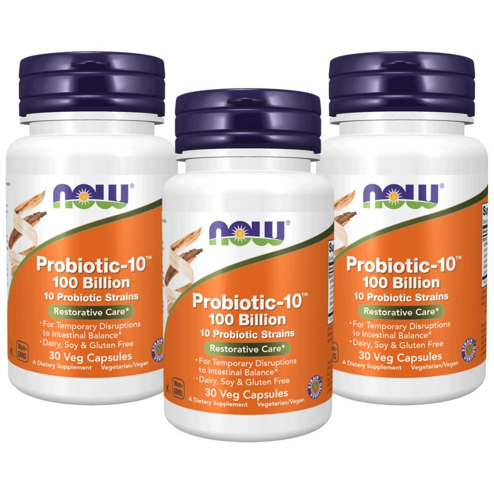 Now Foods Probiotic-10 100 Billion 30 Veg Capsules Pack of 3