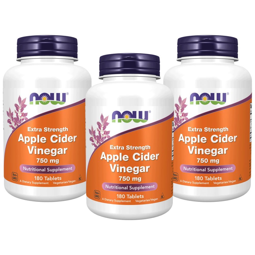 Now Foods Apple Cider Vinegar 750 mg 180 Tablets Pack of 3