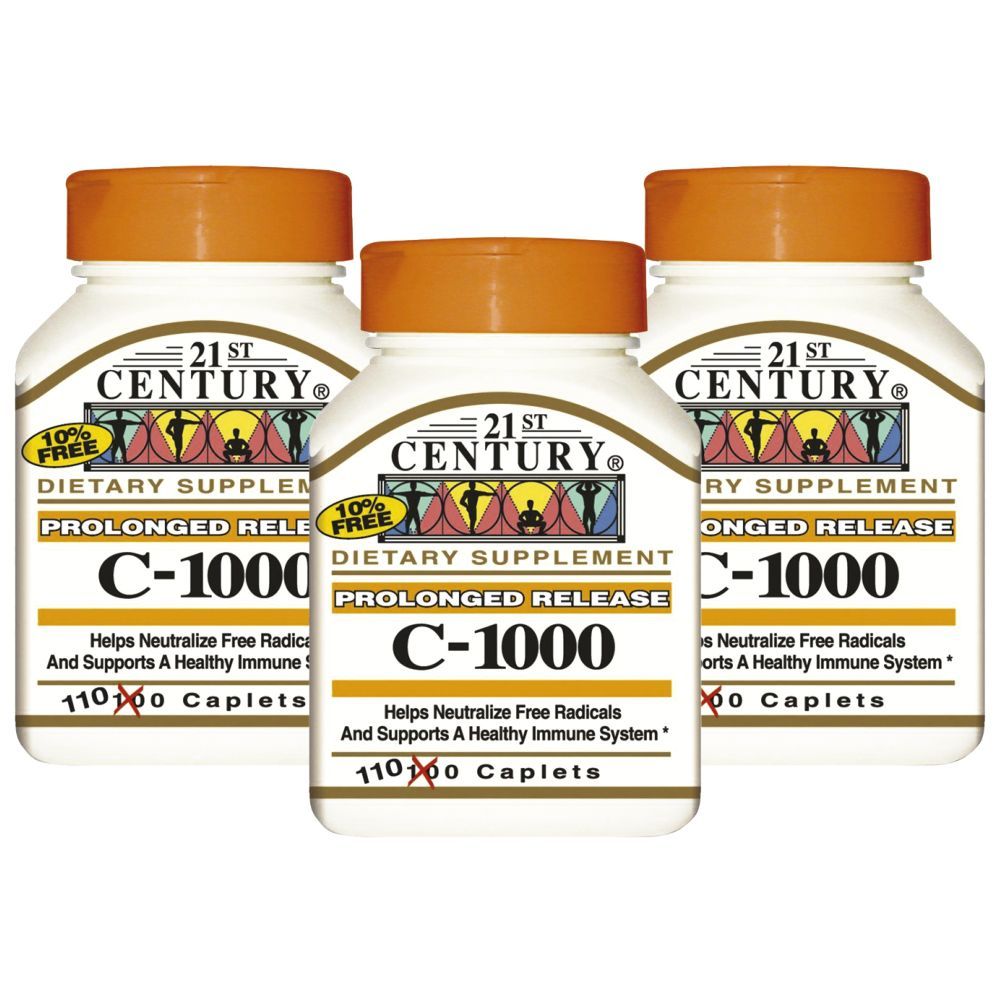 21st Century C 1000mg Prolonged Release 110 Caplets 3pcs