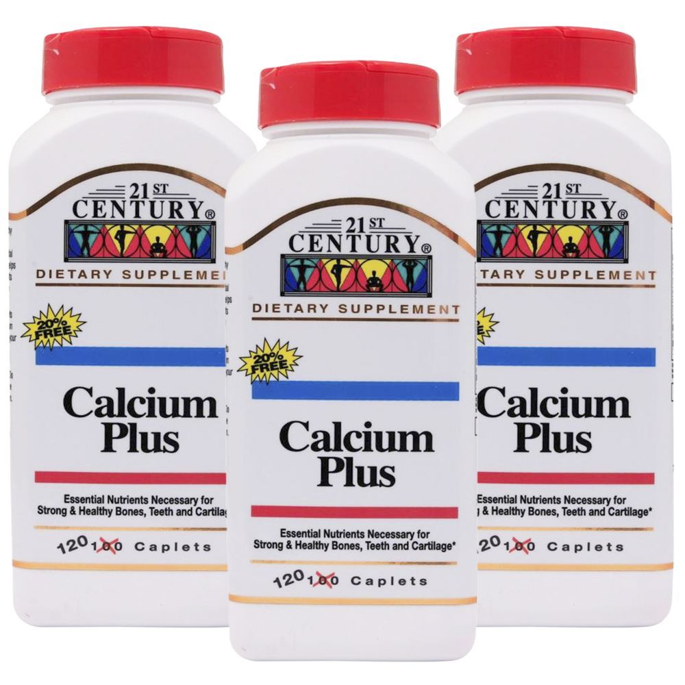 21st Century - Calcium Plus 120 Caplets Pack of 3