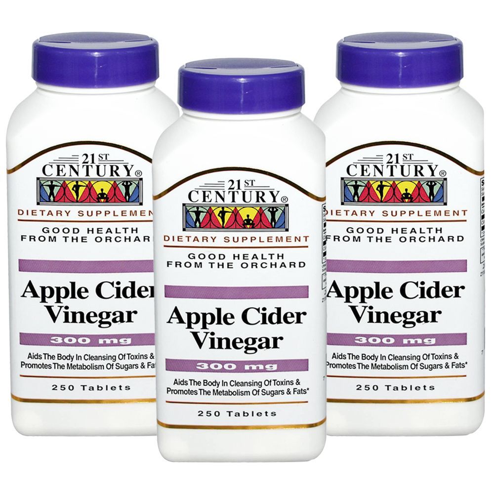 21st Century Apple Cider Vinegar 300mg 250 Tablets Pack of 3