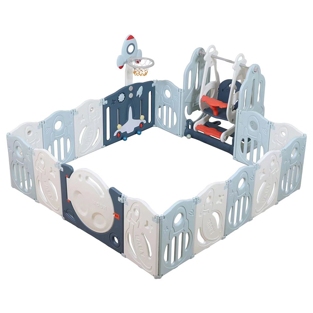 Bumble & Bird - Playpen w/ Swing & Basketball Hoop - Blue - 16pcs (Exclusive)