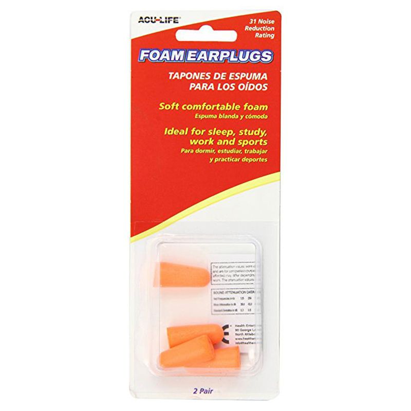 Acu Life - Foam Ear Plugs 2 Pair - Assorted Color