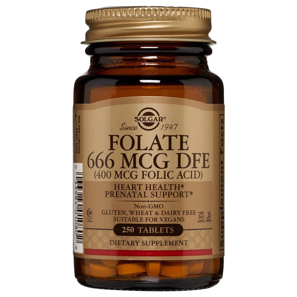 Solgar - Folate 666mcg DFE (400mcg Folic Acid) 250 Tablets