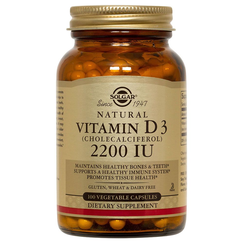 Solgar Vitamin D3 55mcg (2200 IU) 100 Vegetable Capsules