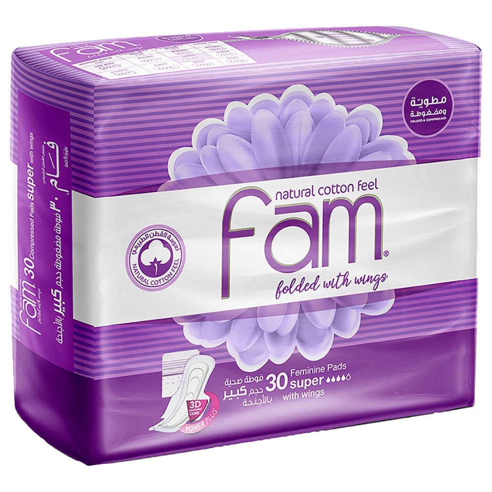 Fam Maxi Thick Folded w/ Wings Super Sanitary Pads 30 Pads